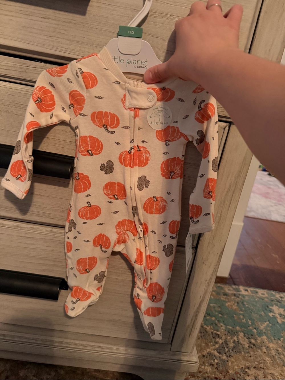 Little Planet Cream Pumpkin Footed One-Piece